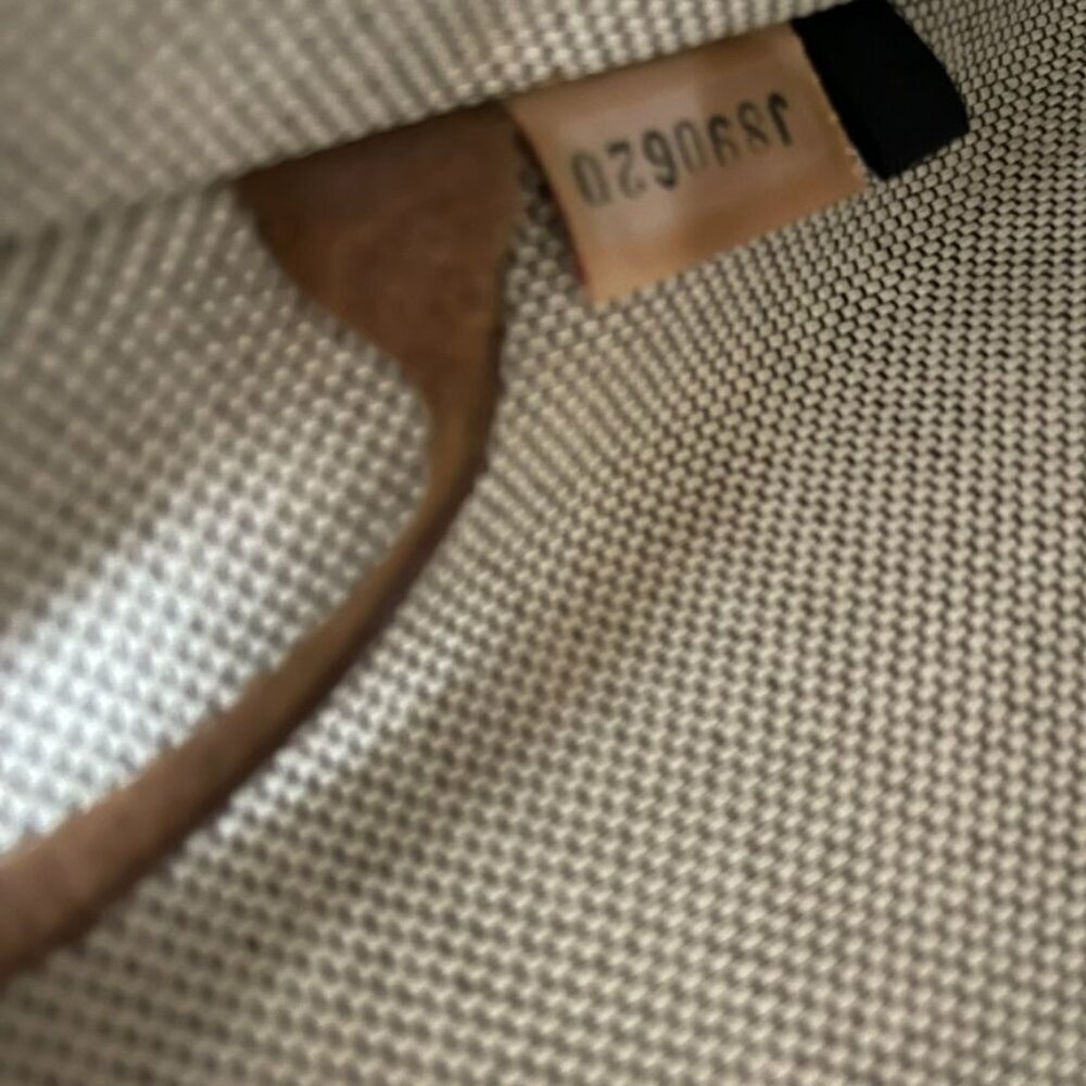 Numbered Dooney & Bourke Beige Logo Tote Bag With Brown Leather Straps and Trim - Picture 7 of 13